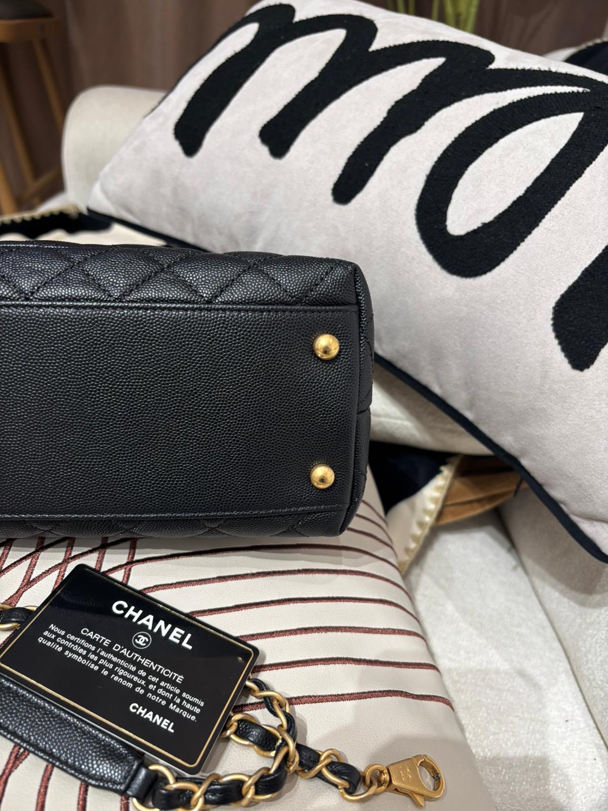 Chanel coco handle Medium 黑色荔枝牛皮金扣蜥蜴皮手柄 100%Authentic, 95%New ✅24Card✅Dust Bag✅Box