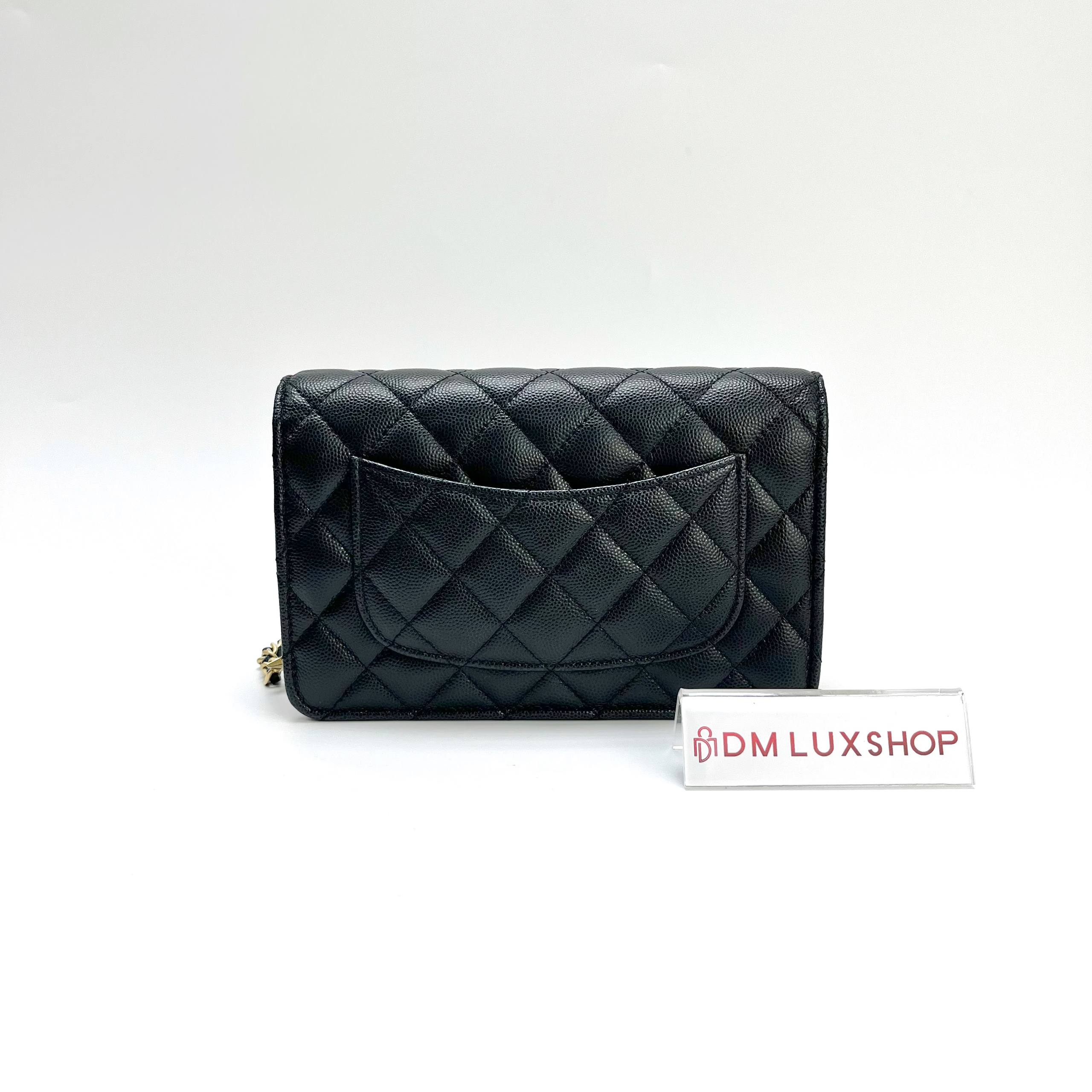 Chanel 24C Black Caviar WOC GHW (Microchip)