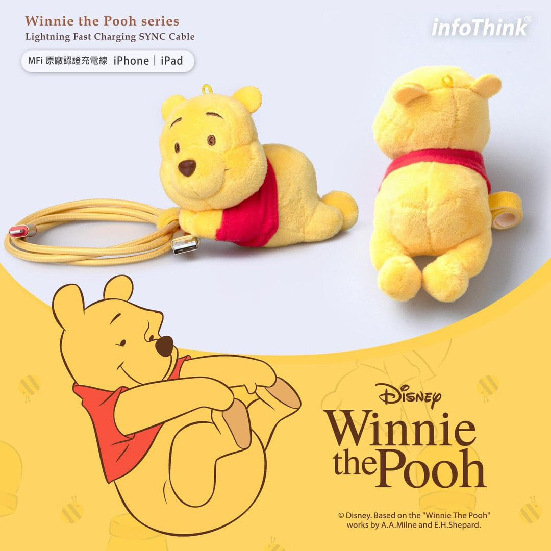 infothink Disney 系列 超可愛絨毛抱抱夾 快充傳輸線(Lightning)