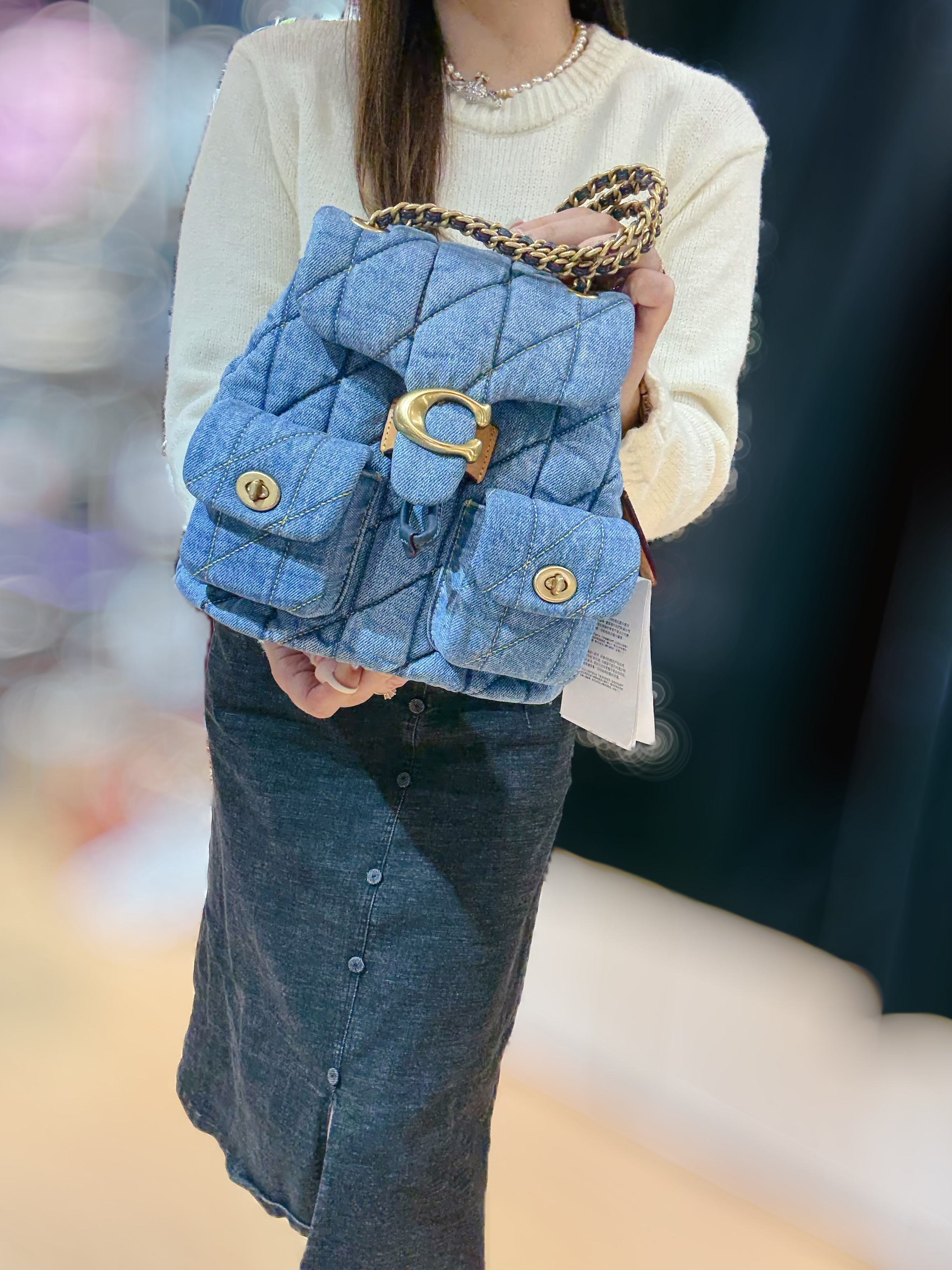 Coach Tabby denim backpack 