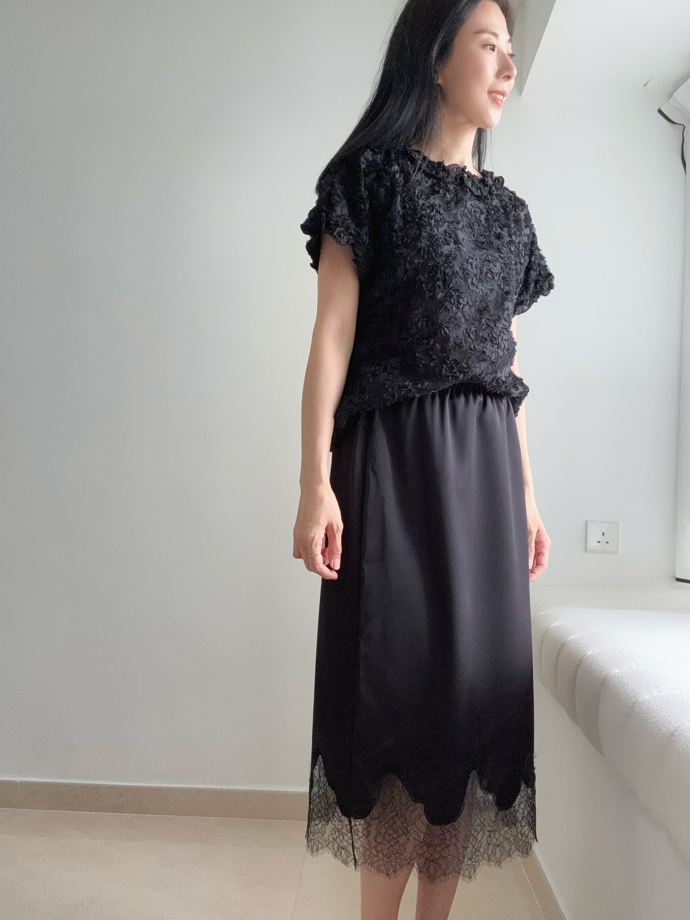 Feminine textured flower blouse