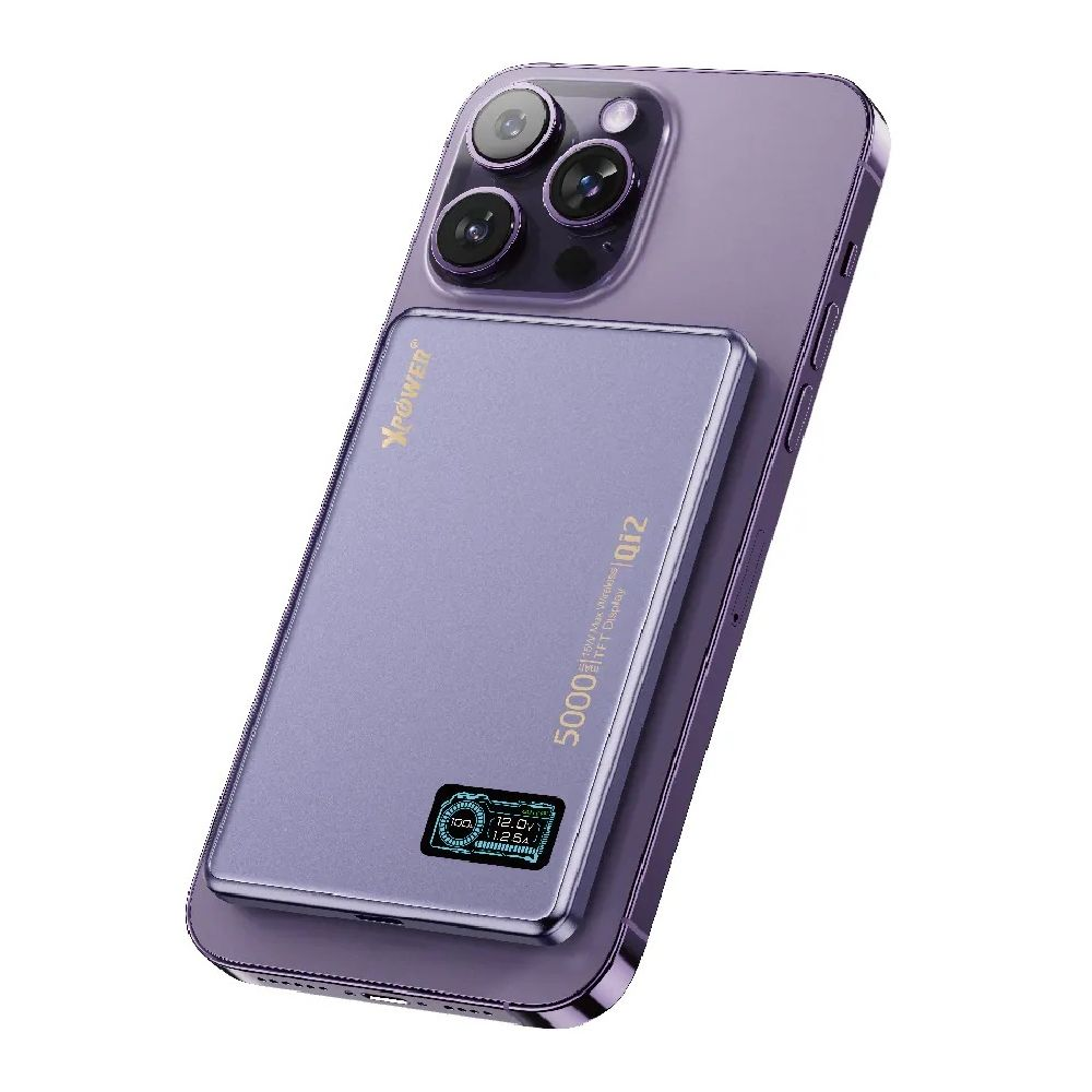 (3C可追溯二維碼)XPower MagDigita5 彩屏顯示磨沙玻璃外殼 5000mAh PD3.0+QI2 磁吸移動電源 XP-MAGDIGITA5 CCC QR Code XPower MagDigita5 Color Screen Display Power Bank XP-MAGDIGITA5 