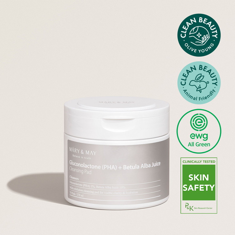 Mary & May Gluconolactone (PHA) + Betula Alba Juice Cleansing Pad溫和去角質樺樹汁潔膚棉片70片/270ml