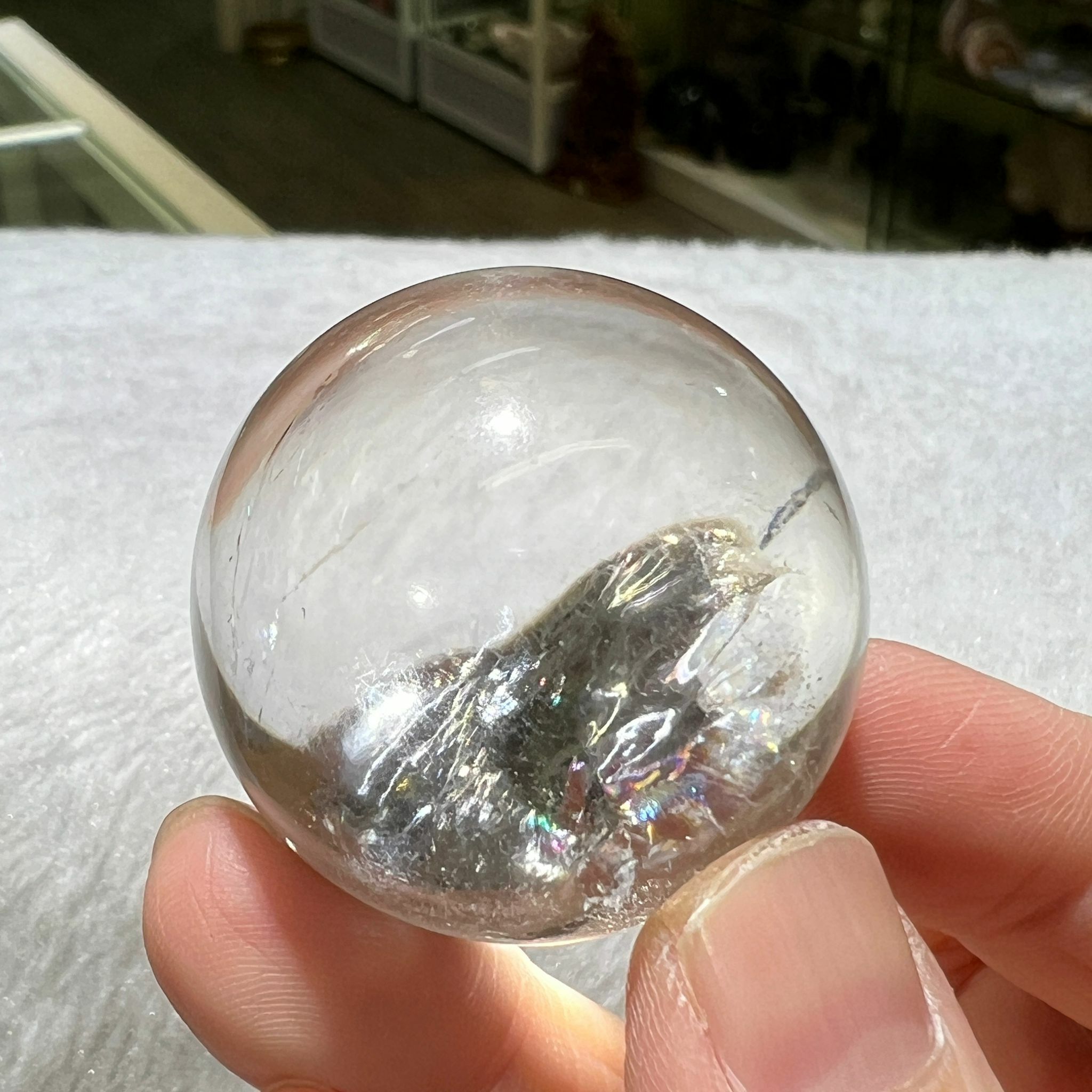 白水晶 球 - 3.5cm+/- (不連座)