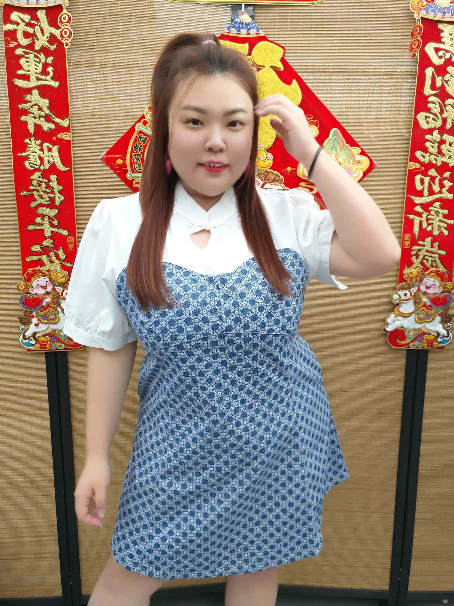 DDB06 TW#5683 格纹旗袍连衣裙