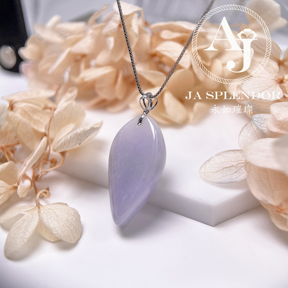JNK-215 天然翡翠A玉 冰潤紫羅蘭隨形18K金吊墜