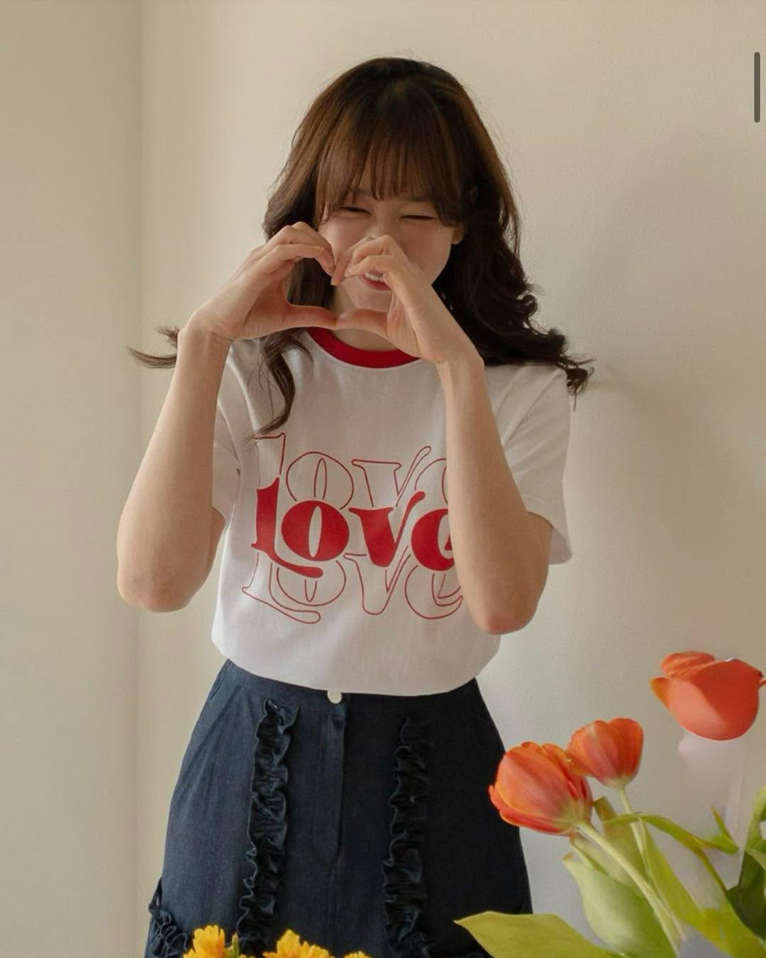 撞色領印花T shirt