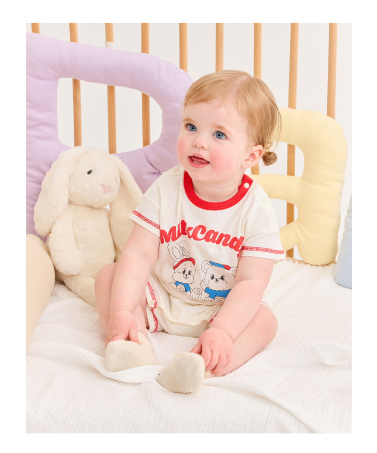 ☀️預訂 韓國直送☀️🇰🇷Milk Baby兩色可愛兔子小熊印花短袖連身衣