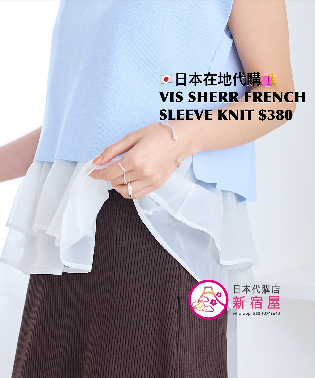 VIS SHEER FRENCH SLEEVE KNIT