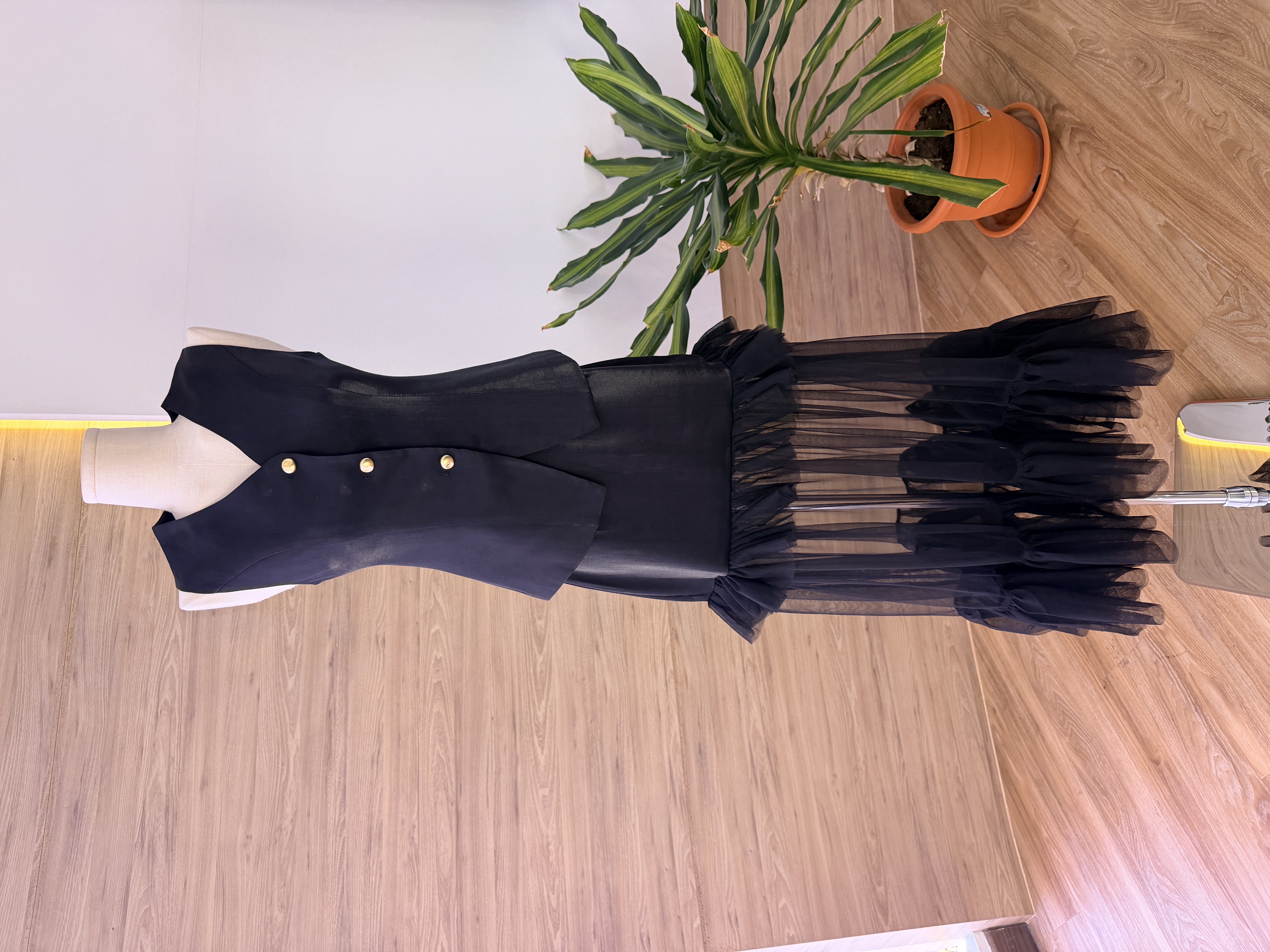 Raven Vest and Tulle Maxi Skirt Set