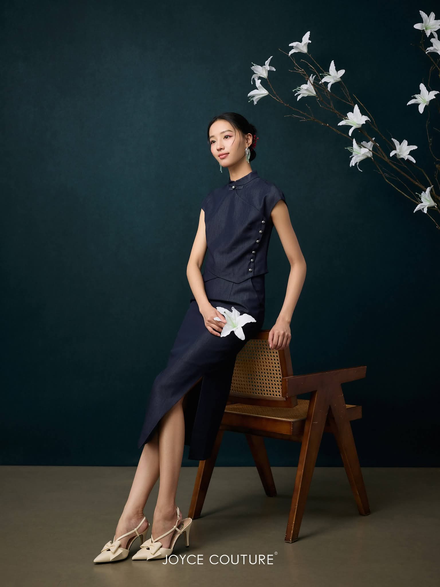 立领不对称下摆旗袍上衣 T0763