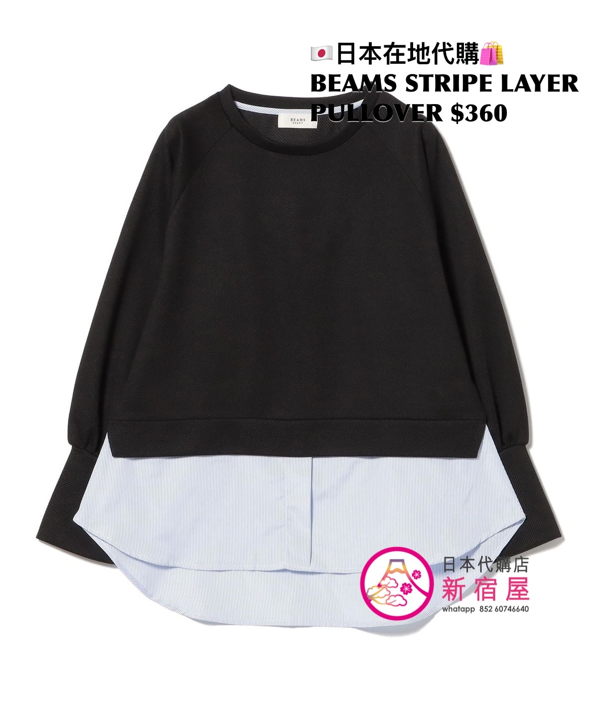 BEAMS STRIPE LAYER PULLOVER