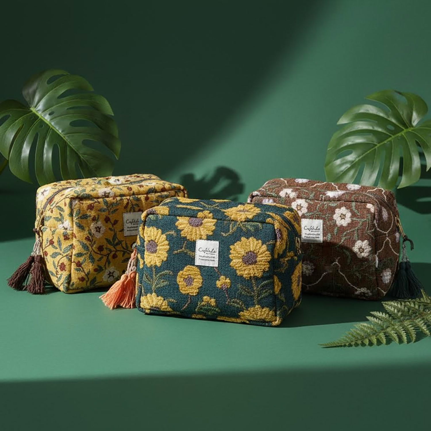 Craft India - 方塊小物包 (黃色藤蔓款)