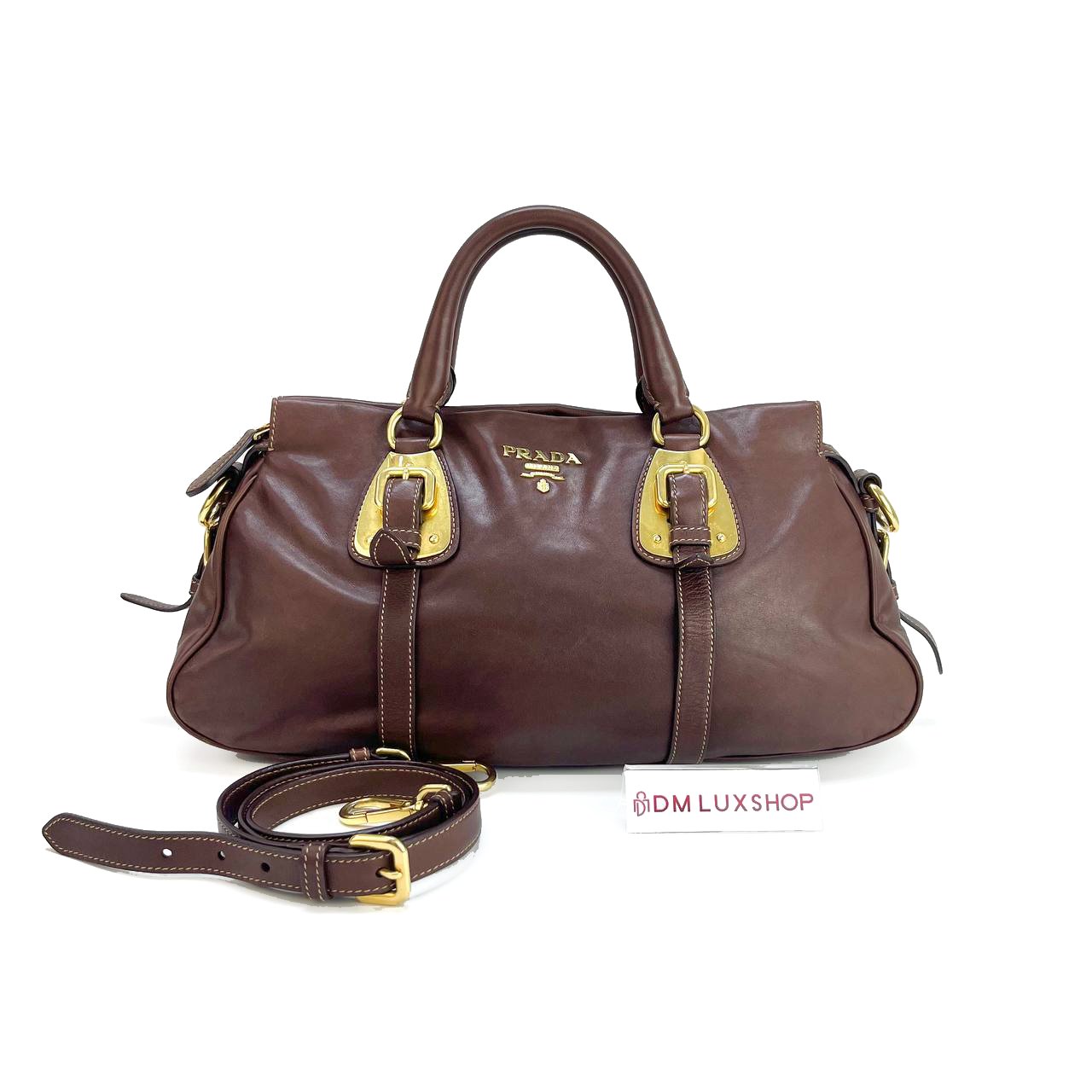 Prada Brown Leather Tote Bag GHW