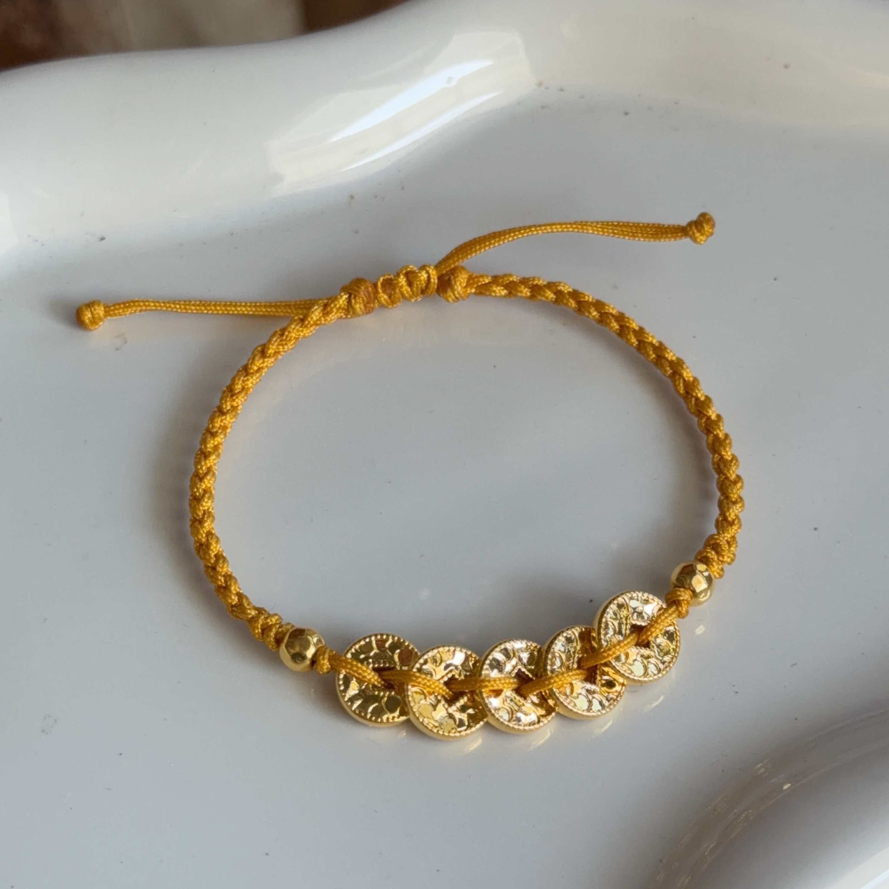 999硬金五帝幣襯手繩