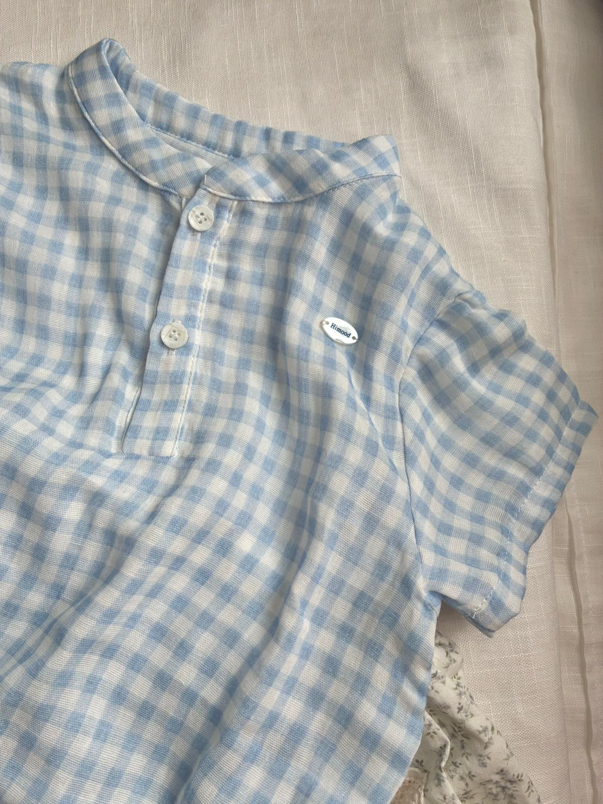 藍白格仔麻棉Hanleys shirt MHY2698