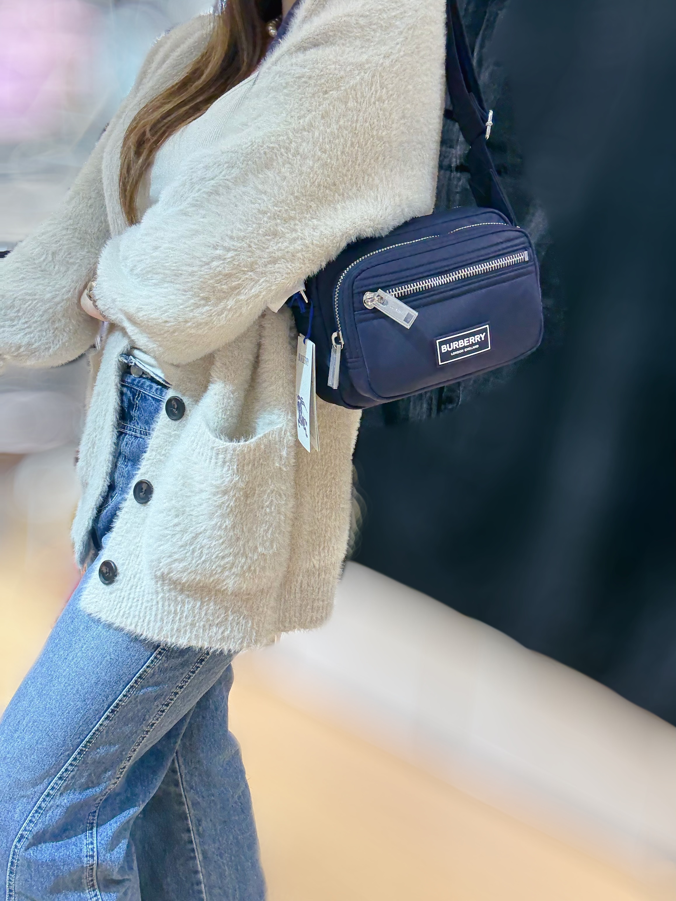 Burberry nylon crossbody navy