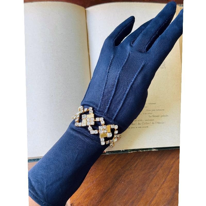 Vintage Sarah Coventry 1972 Golden Ice Golden Segment Sparkling Rhinestone Bracelet in Box (MT2071)