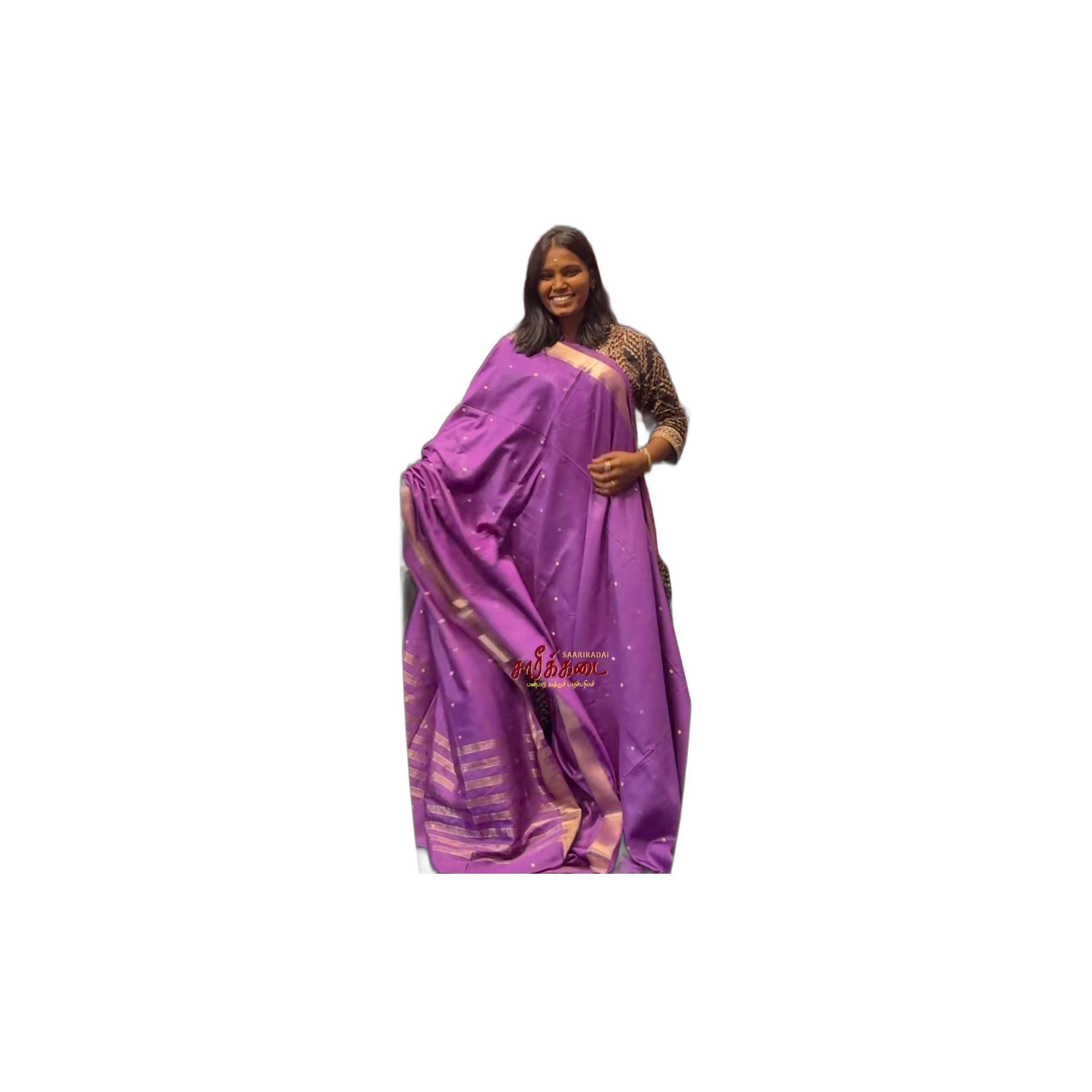 Elegant Purple Saree with Golden Accents