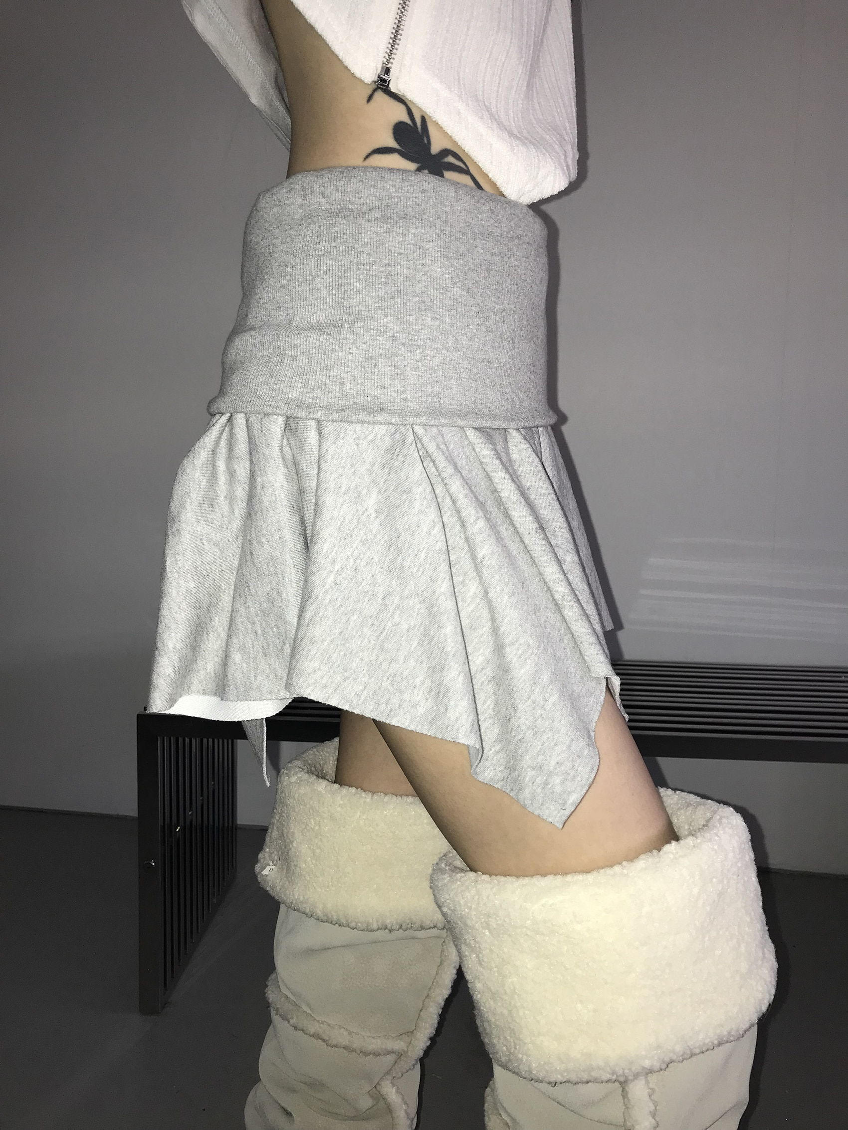 Snap Button Ruffle Mini Skirt