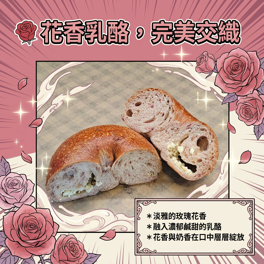阿嫲｜玫瑰乳酪BAGEL｜花香交織鹹香 酸甜解膩