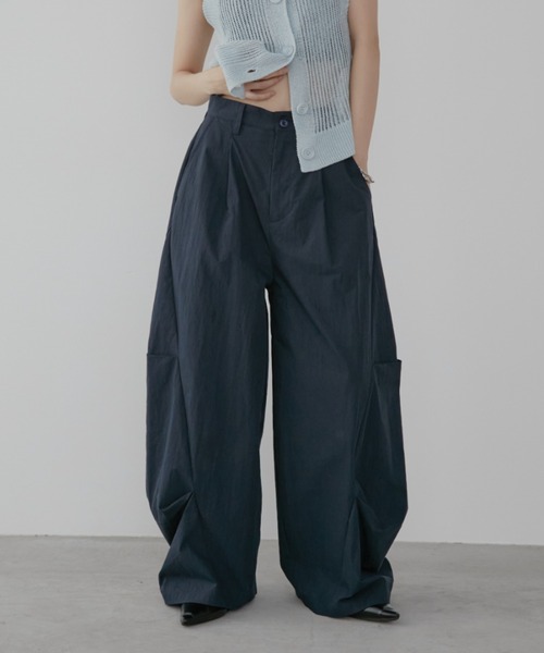 立體褶襉寬褲【JP012】