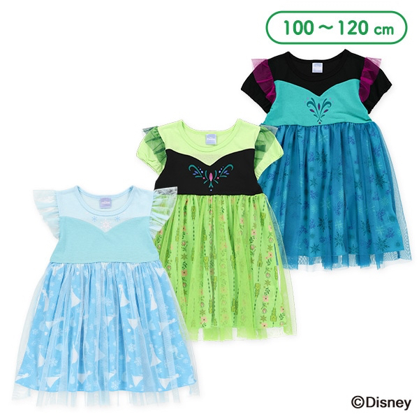 🇯🇵預訂 日本直送🇯🇵三色Frozen造型短袖印花薄紗短袖連身裙