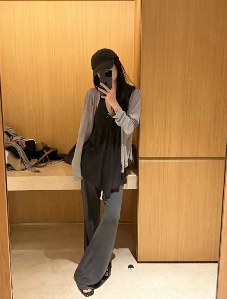 4374 机场穿搭慵懒微剌裤三件套