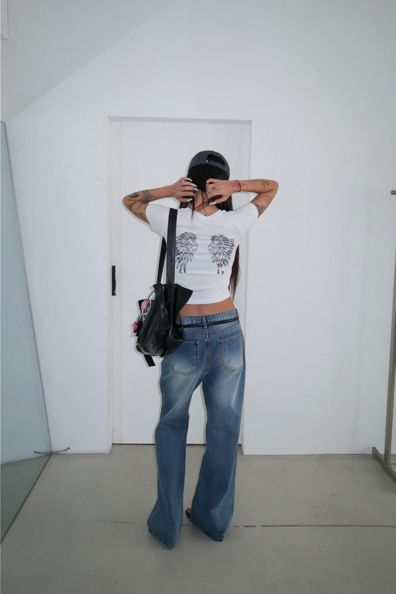 Back Angel Wing Sequin Top