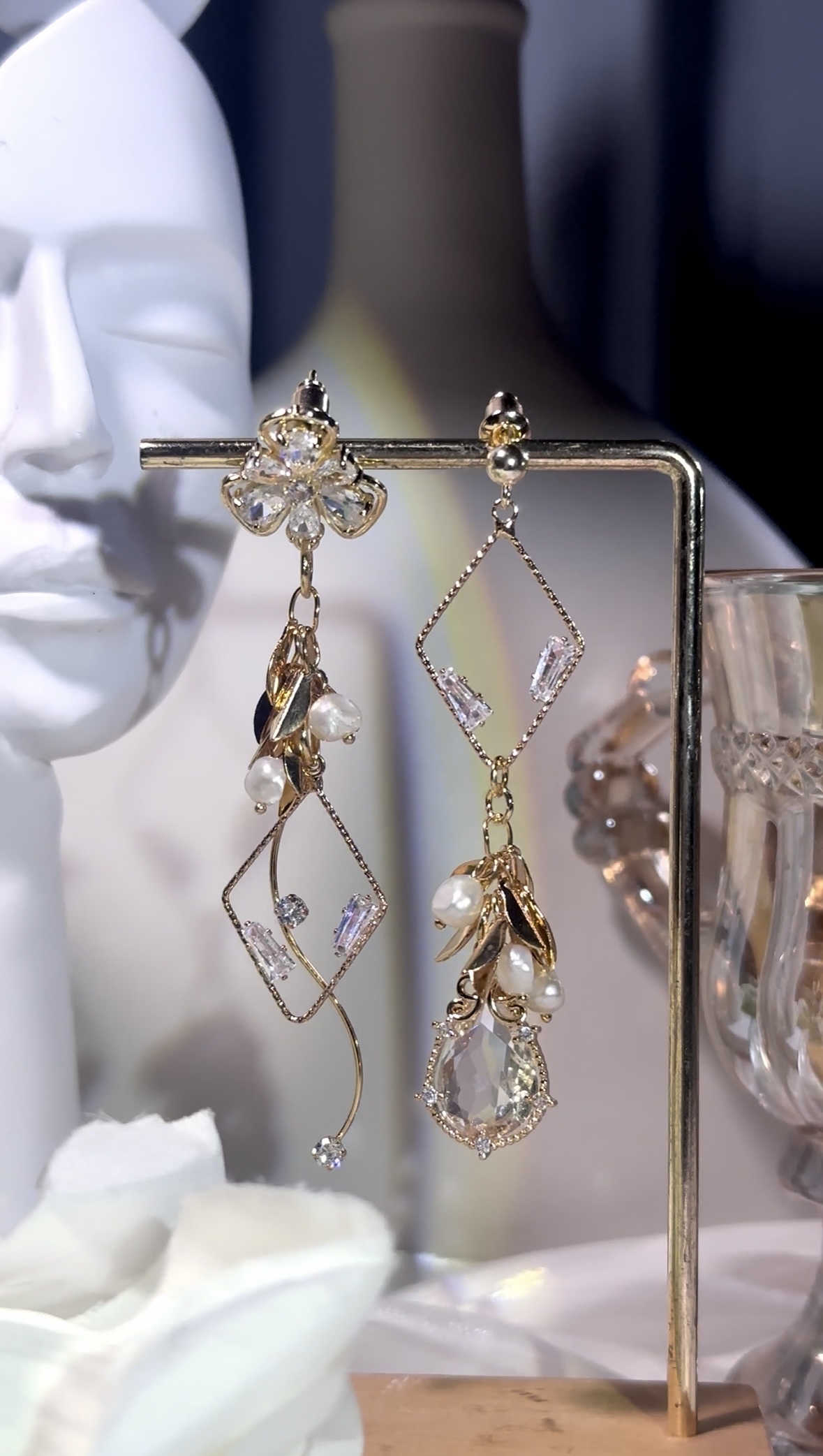 白鑽花水滴耳環🌺