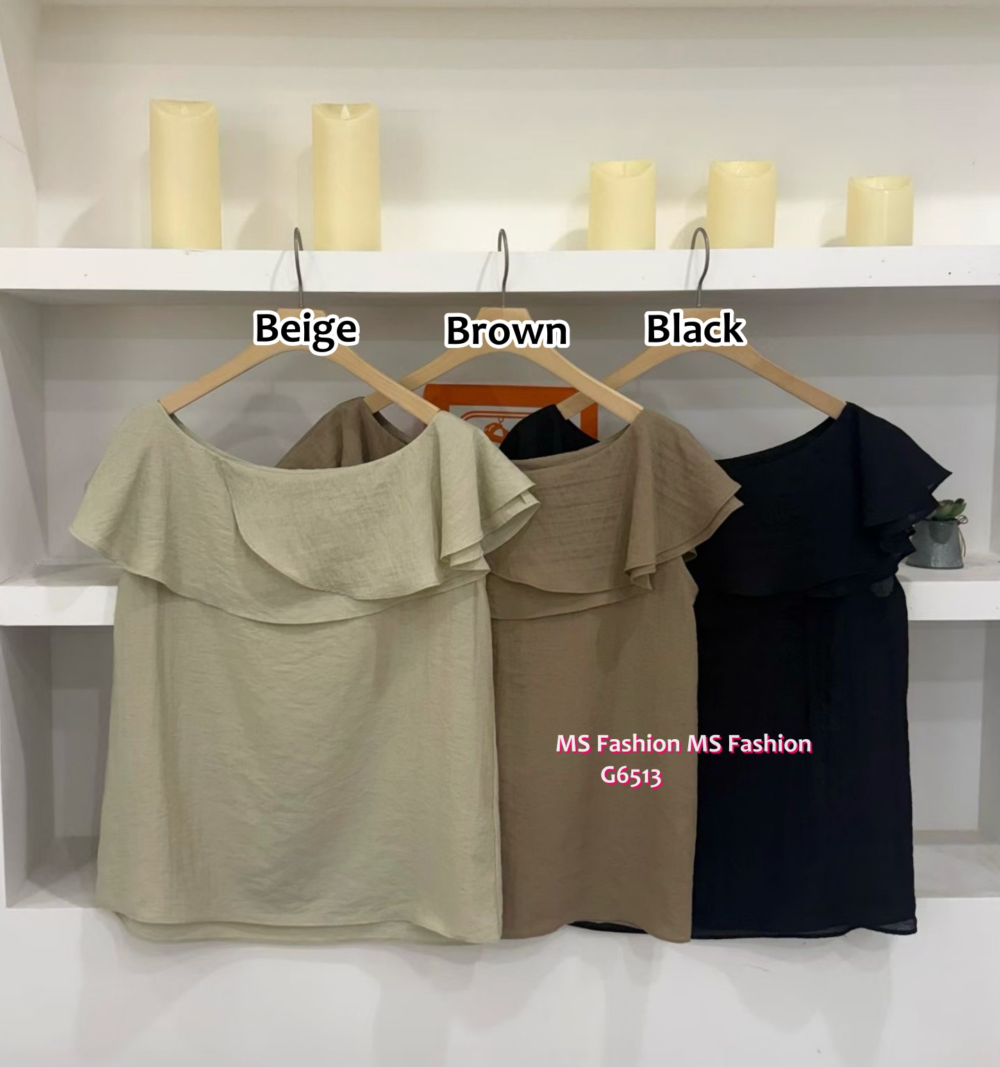 G6513 簡約ruffle top
