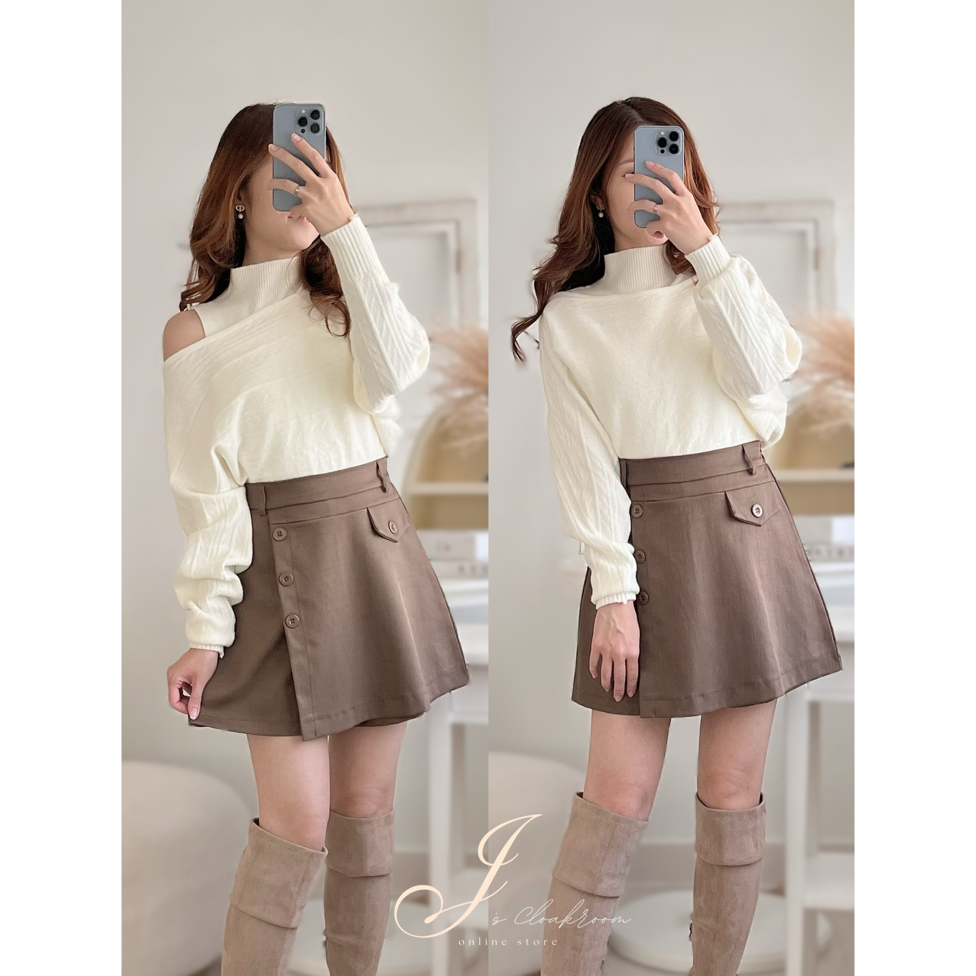 [限時閃購]2-WAY巴洛克織紋毛衣(背心+上衣)[KR]米色308279