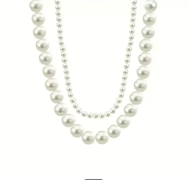 Double-Strand Faux Pearl Necklace 