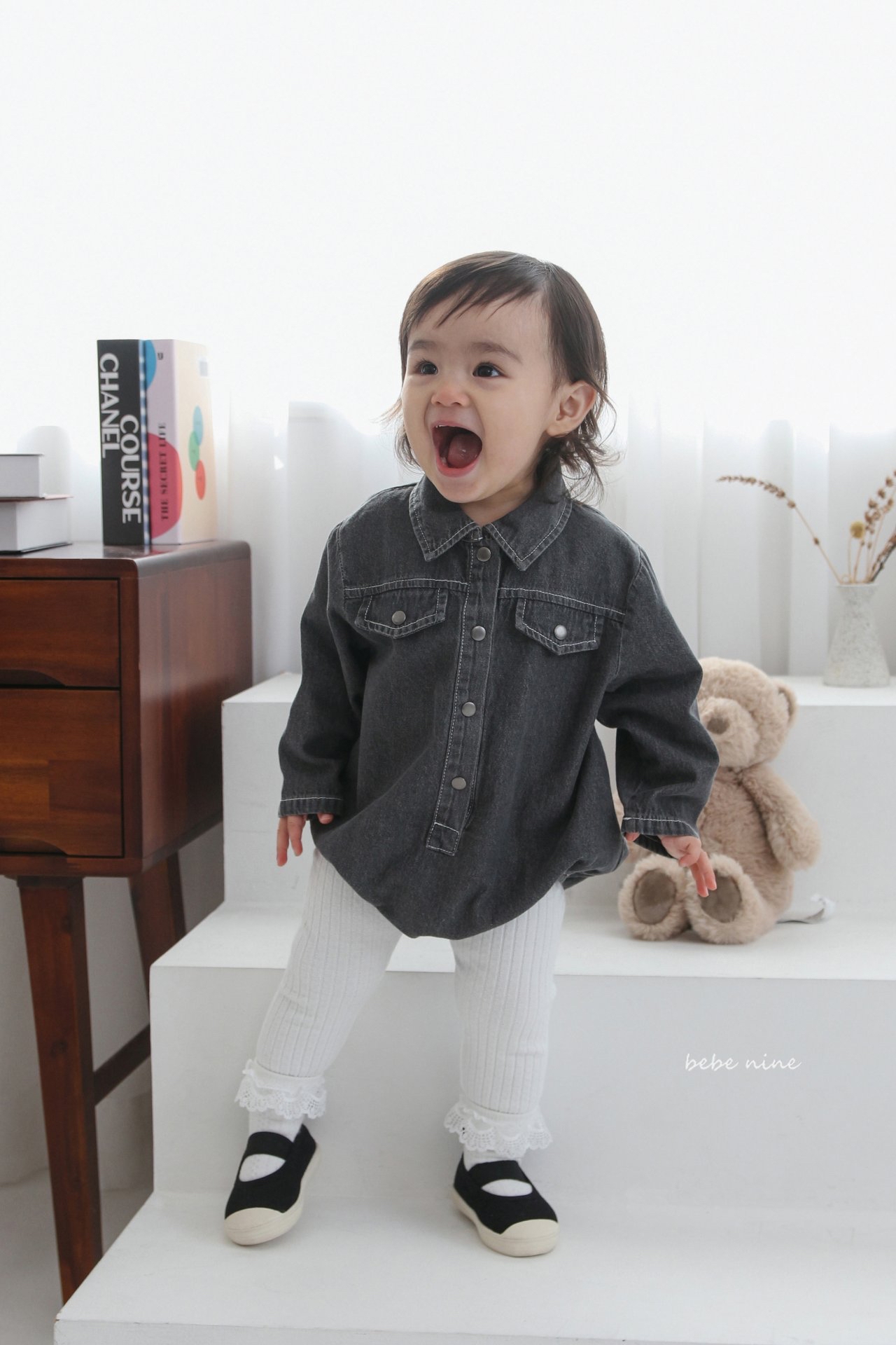 🌸預訂 韓國直送🌸🇰🇷Bebenine兩色牛仔恤衫長袖包屁衣