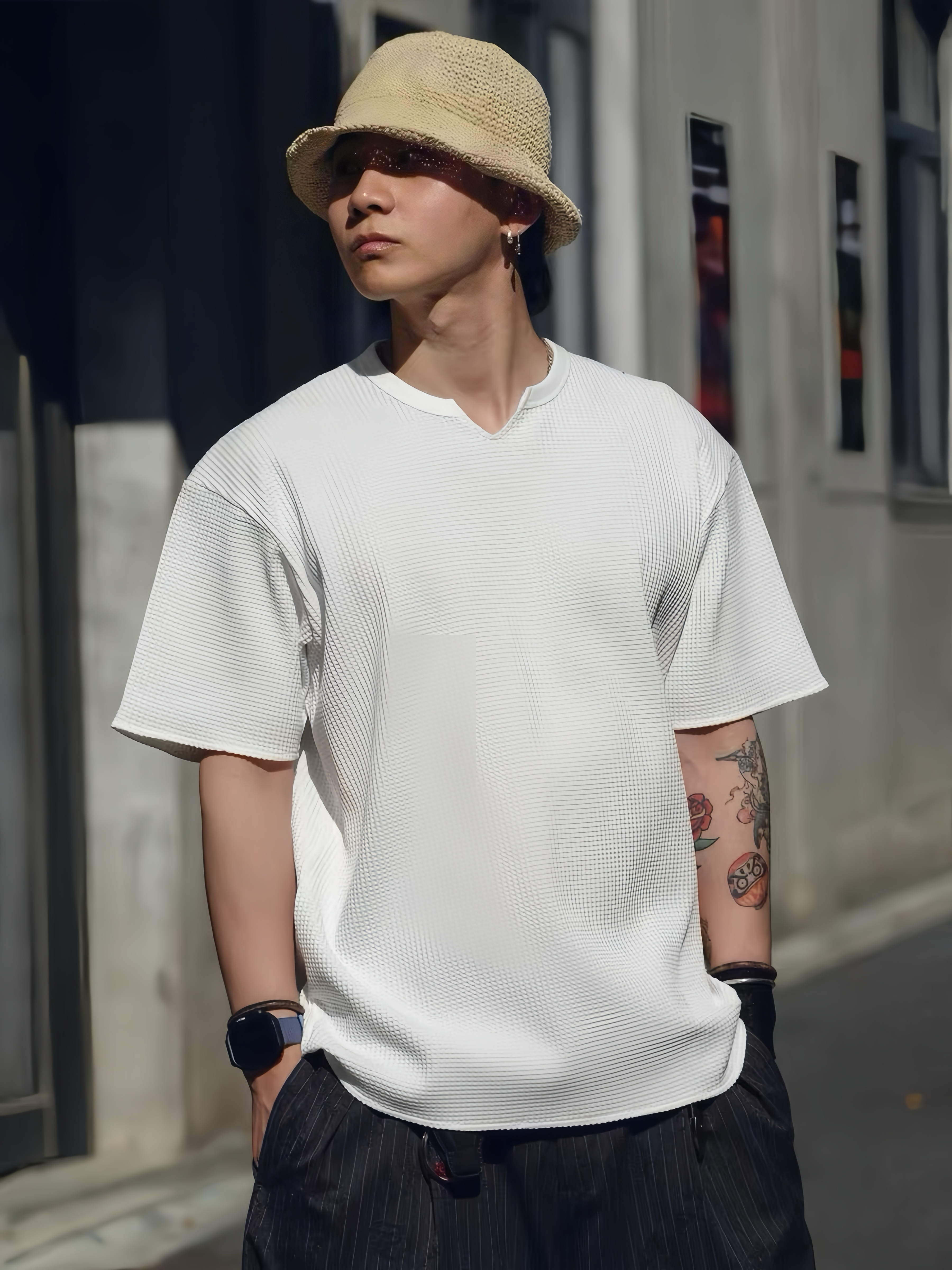 華夫格V領Tee-PC5218