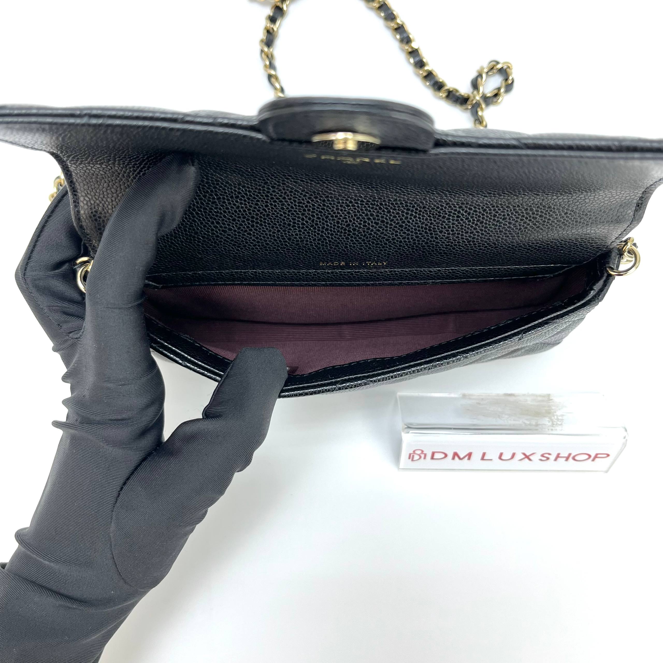 Chanel 22C Black CF Phone Holder WOC GHW (Microchip)