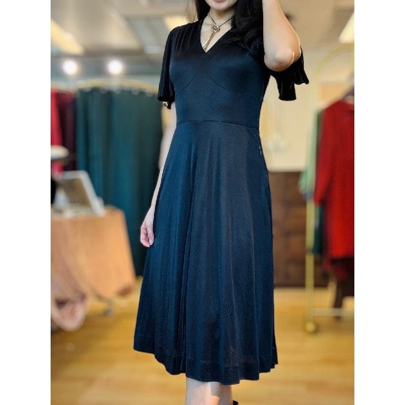 Vintage Micalady Tokyo Jonathan Logan New York 1980s Does 1940s Style Little Black Dress (PP001)