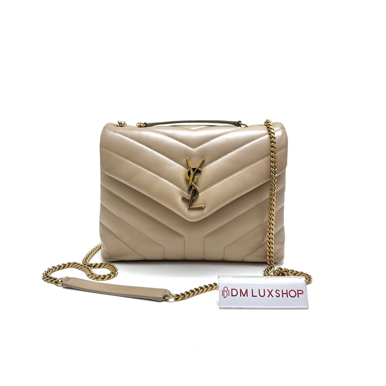 YSL Beige Loulou Shoulder Bag GHW