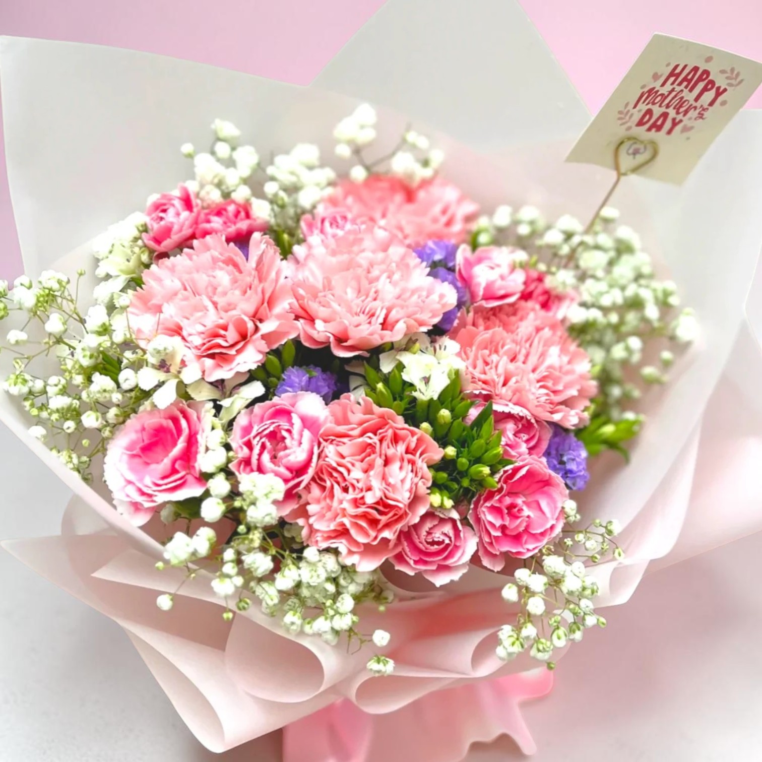 👉🏻鮮👈🏻淺粉康乃馨 3支 5支丨母親節花束丨淺粉花束丨康乃馨花束