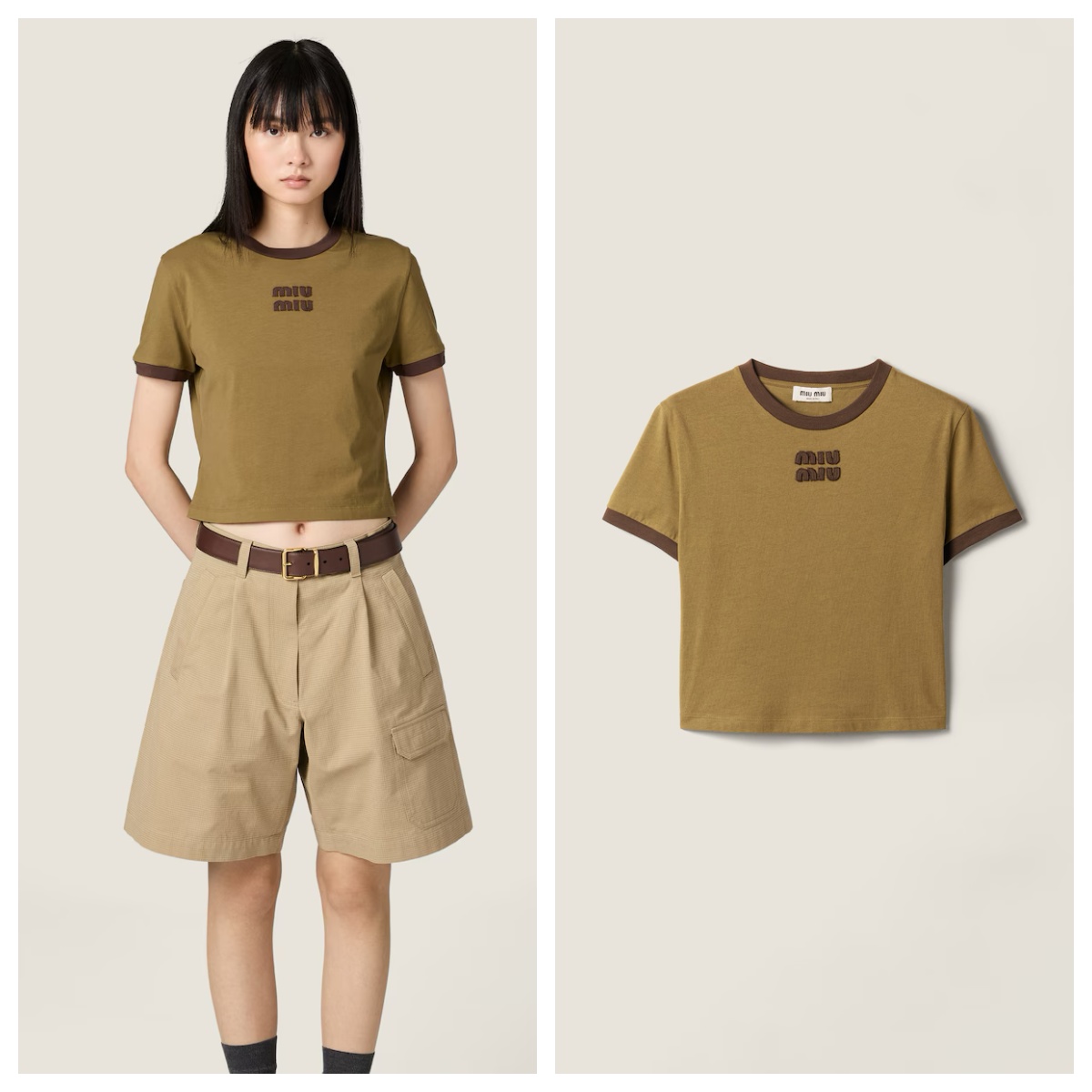 Miu Miu 字母貼布繡短袖Tee 