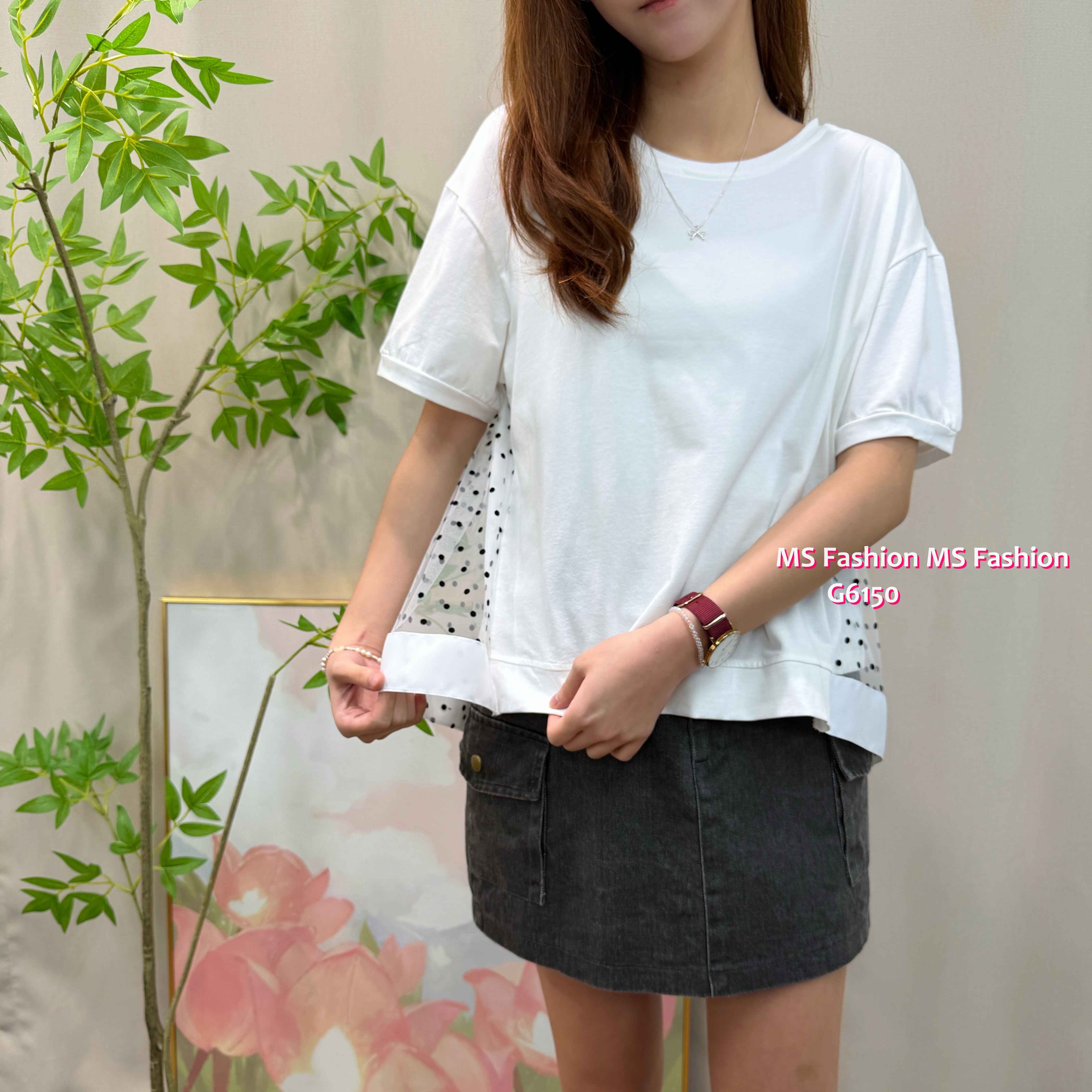 G6150 韓國🇰🇷後拼波點紗top