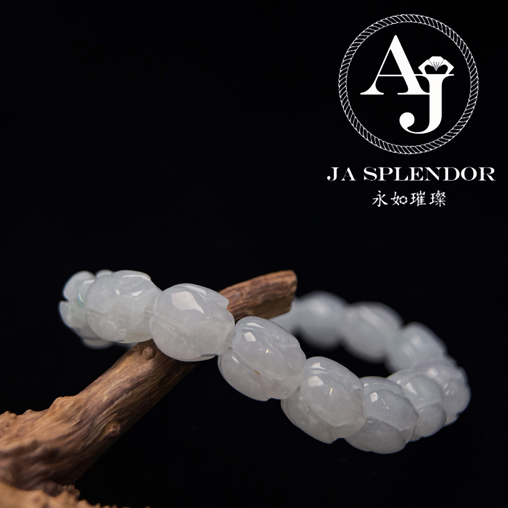 JB-255- 冰白清心定神/年年有餘蓮花手串
