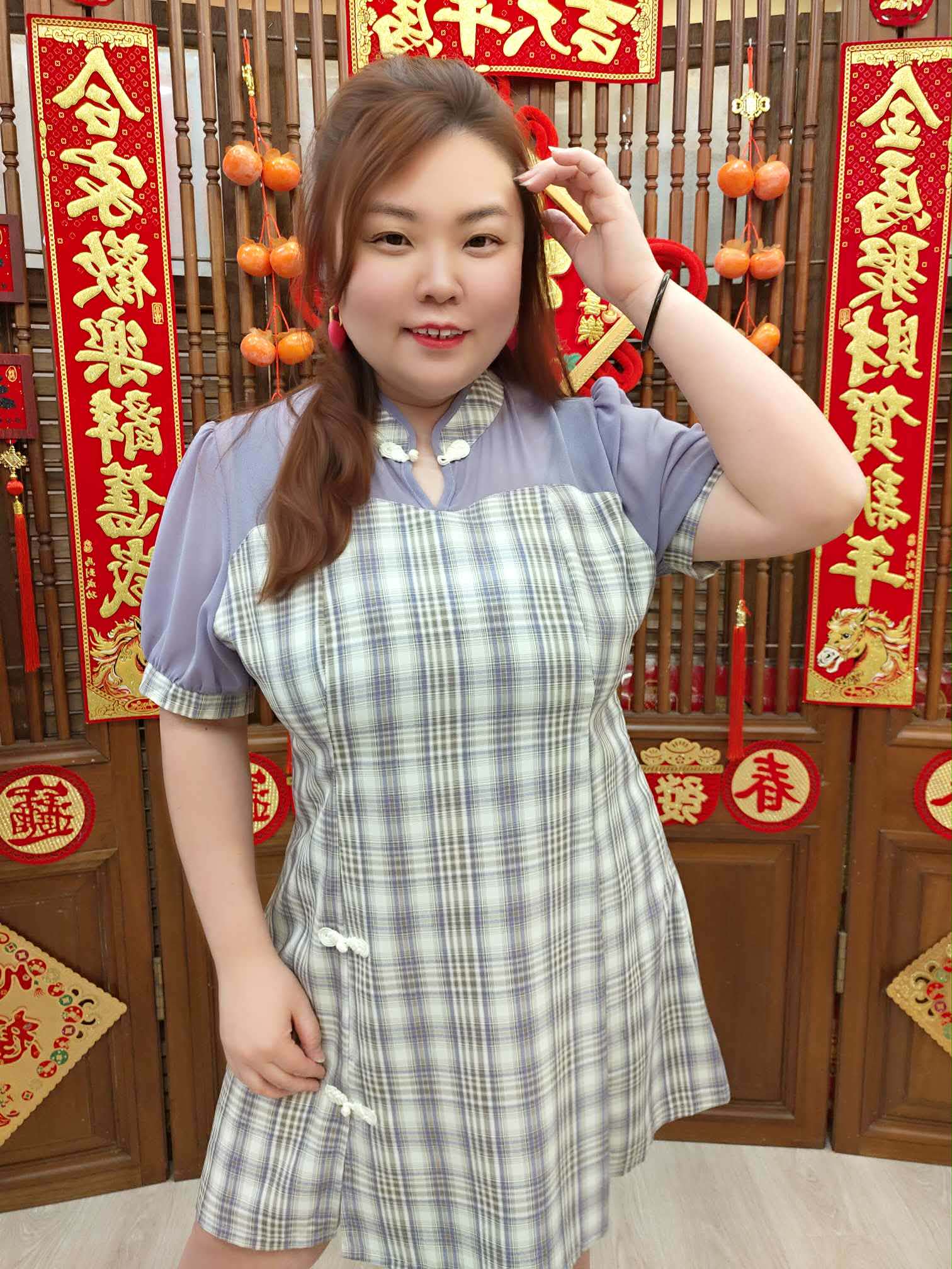 NJN01 TW#3578 雪纺旗袍款连衣裙