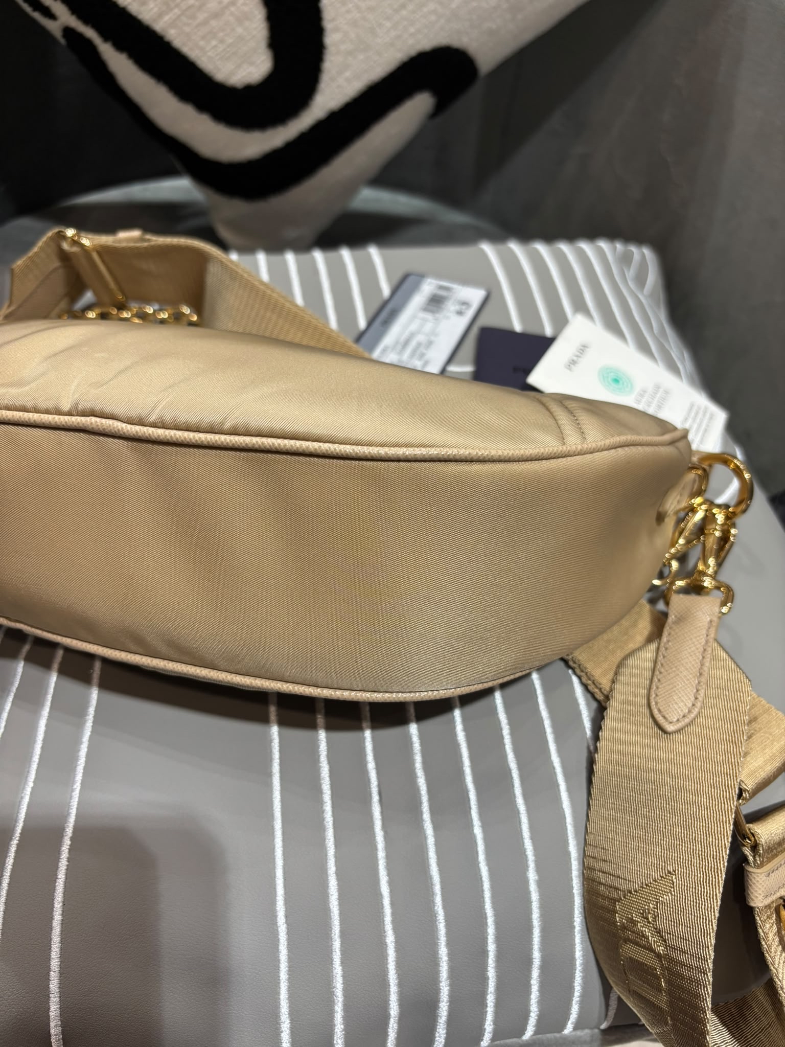 PRADA Re-Nylon Demi-Lune hobo bag 2 way bag 1BH222 100%Authentic, 95%New ✅ certificate ✅Dust Bag