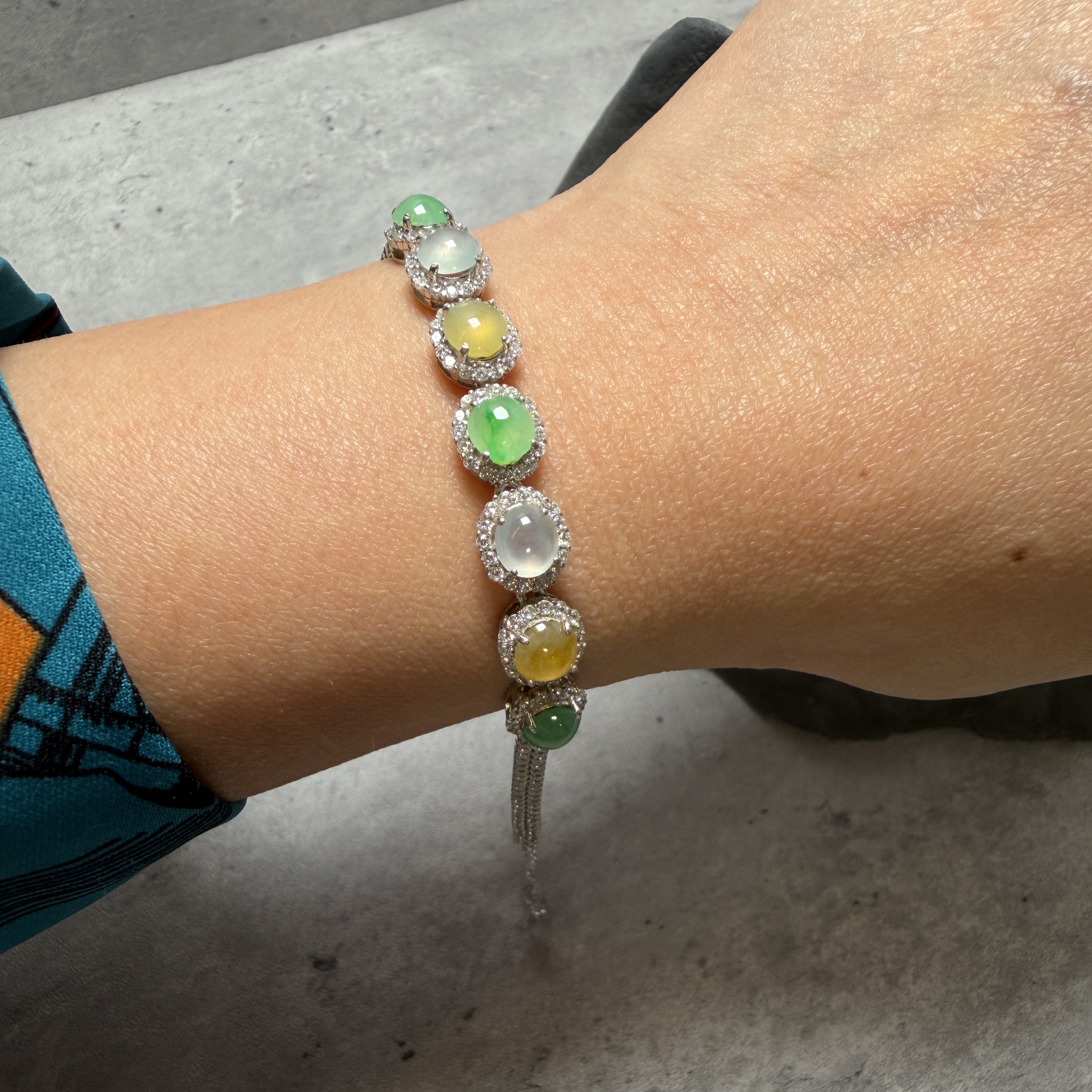 瑪卡龍甜甜多寶翡翠S925手鍊