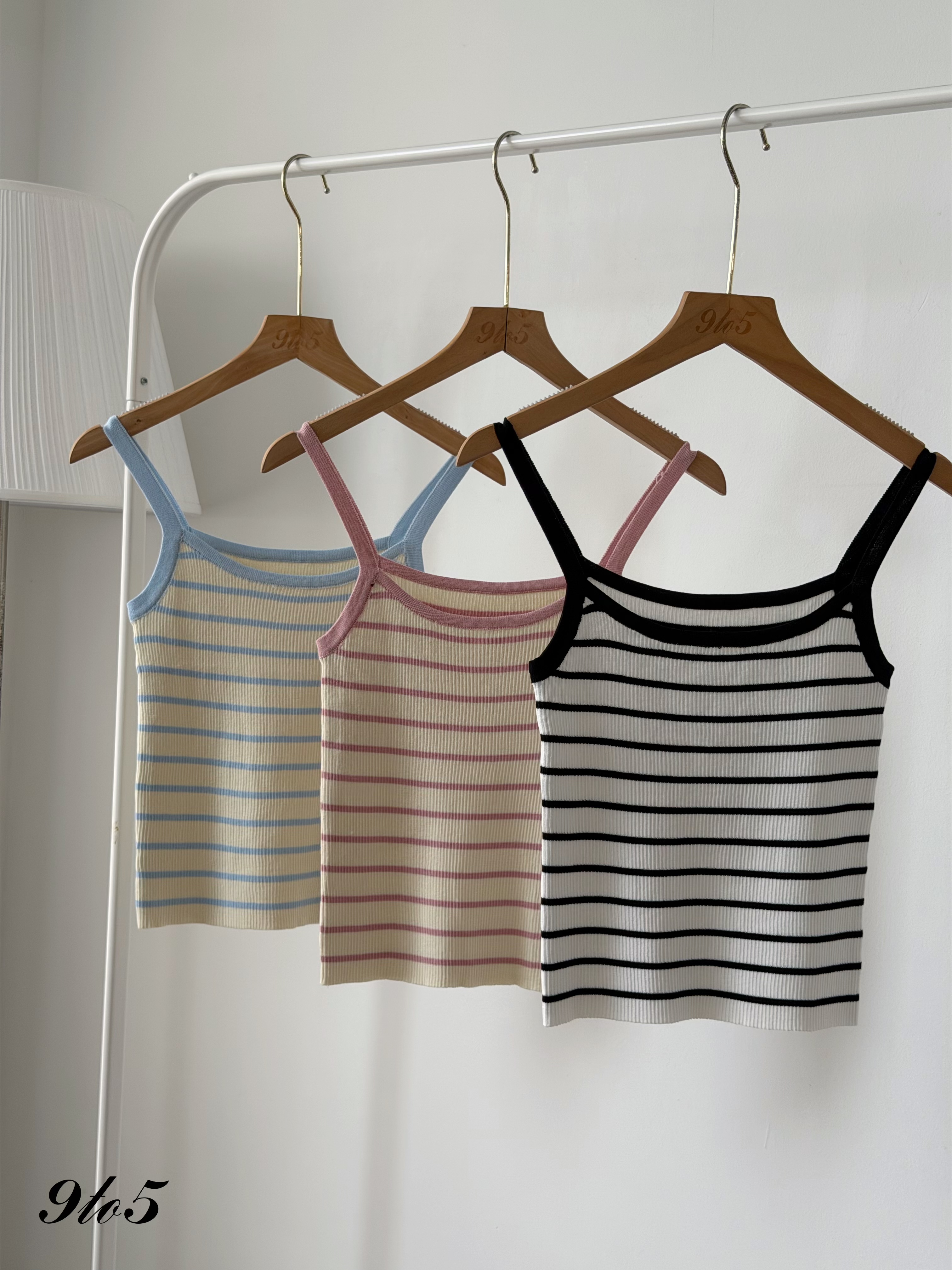 T4514 Striped Knit Camisole with Jacket Set - 3 Colors 