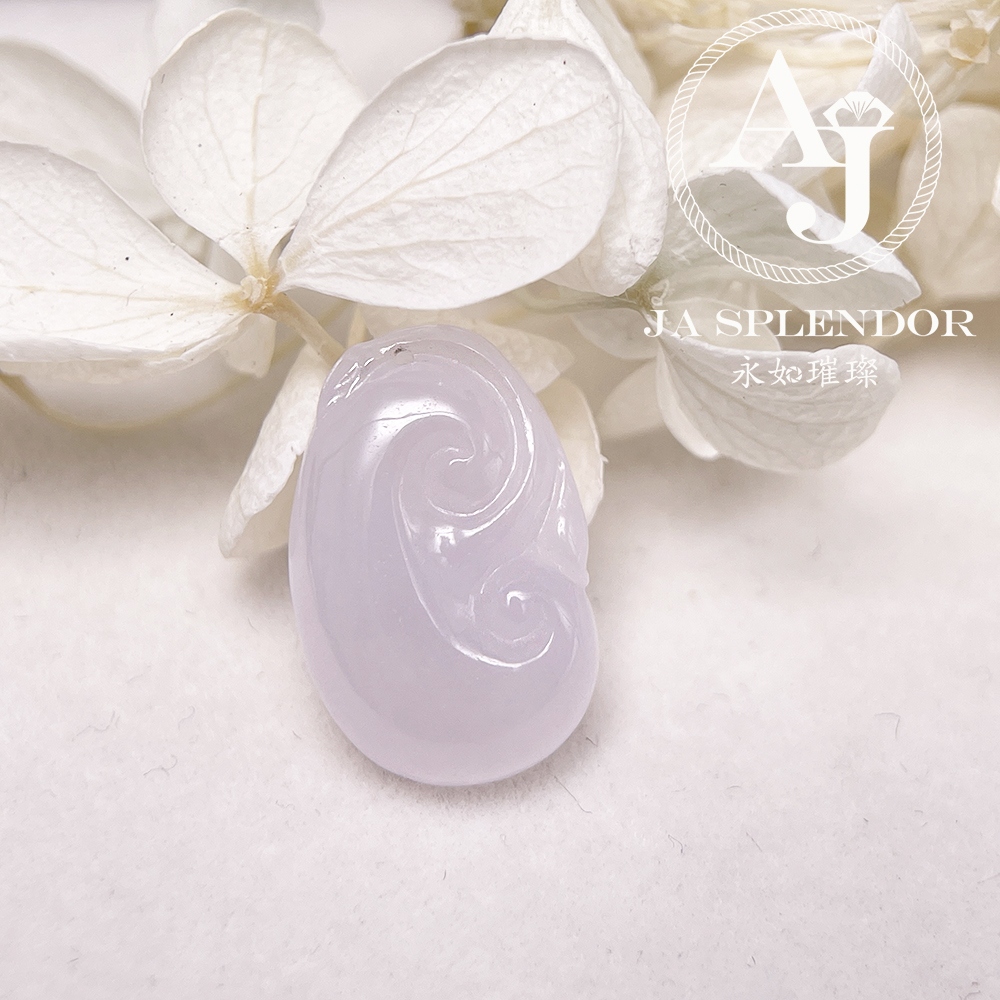 JN-1573 天然翡翠A玉 冰種櫻花粉色如意吉祥吊墜