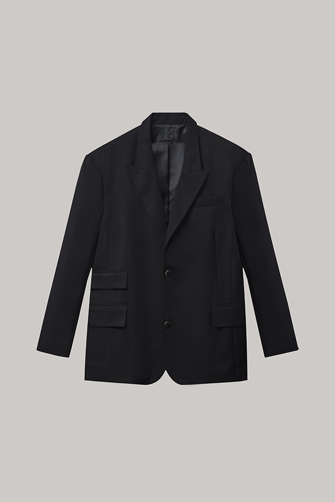 Black Multi-Pocket Tailored Blazer