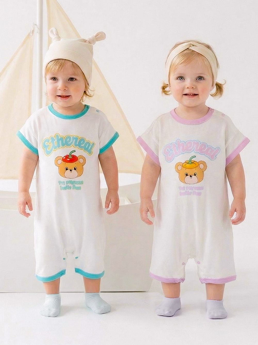 ☀️預訂 韓國直送☀️🇰🇷Milk Baby兩色辣椒小熊印花短袖連身服