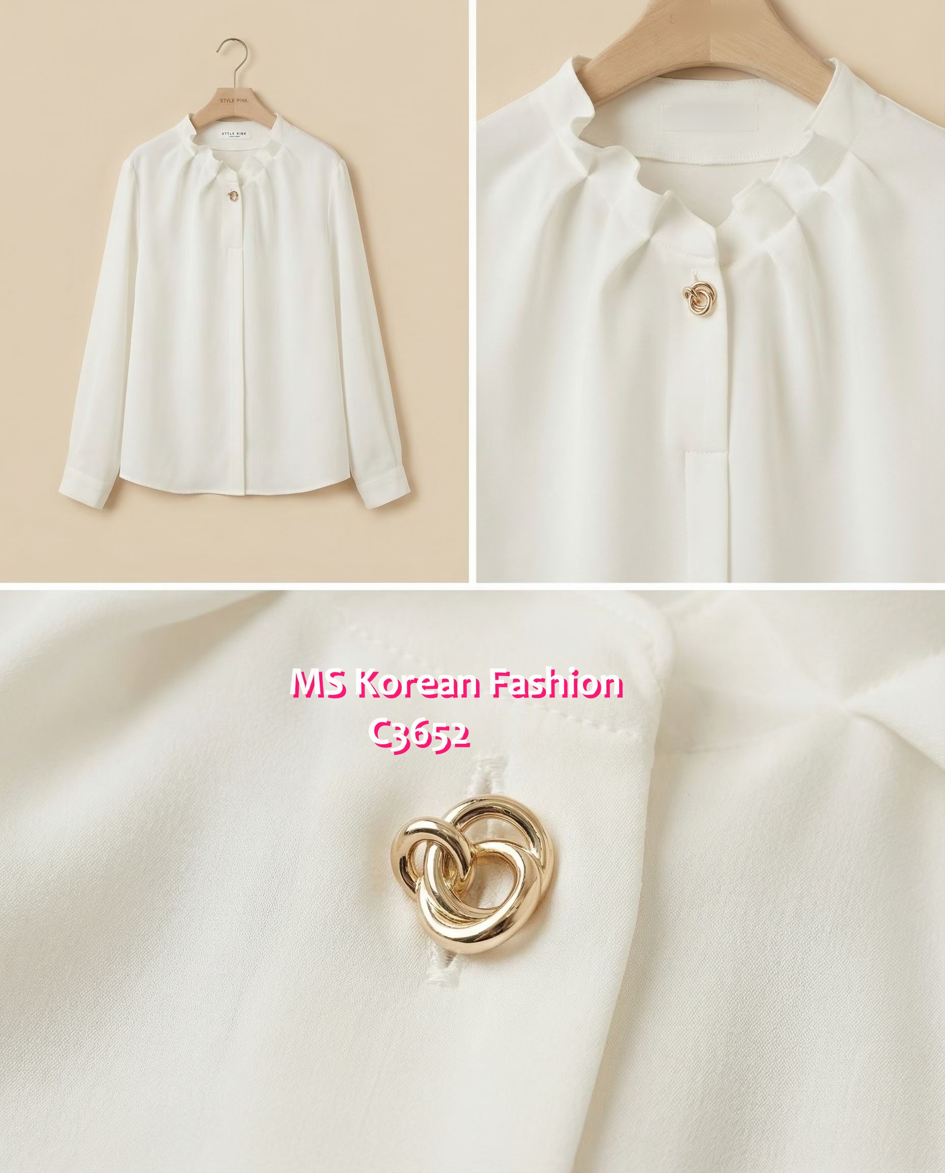 C3652 韓國🇰🇷靚料ruffle V領top